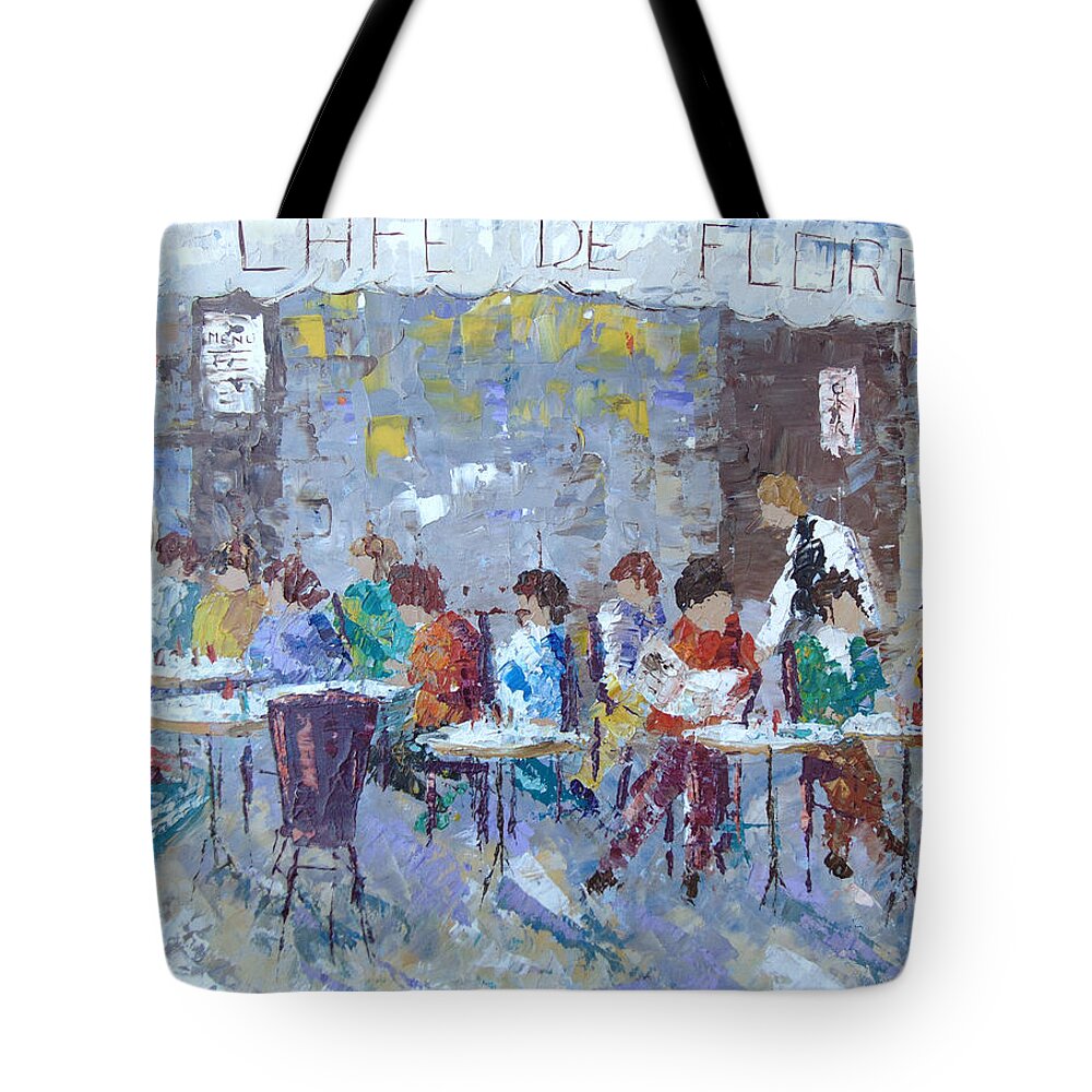Provence Tote Bag featuring the painting Cafe de Flore Paris #1 by Frederic Payet