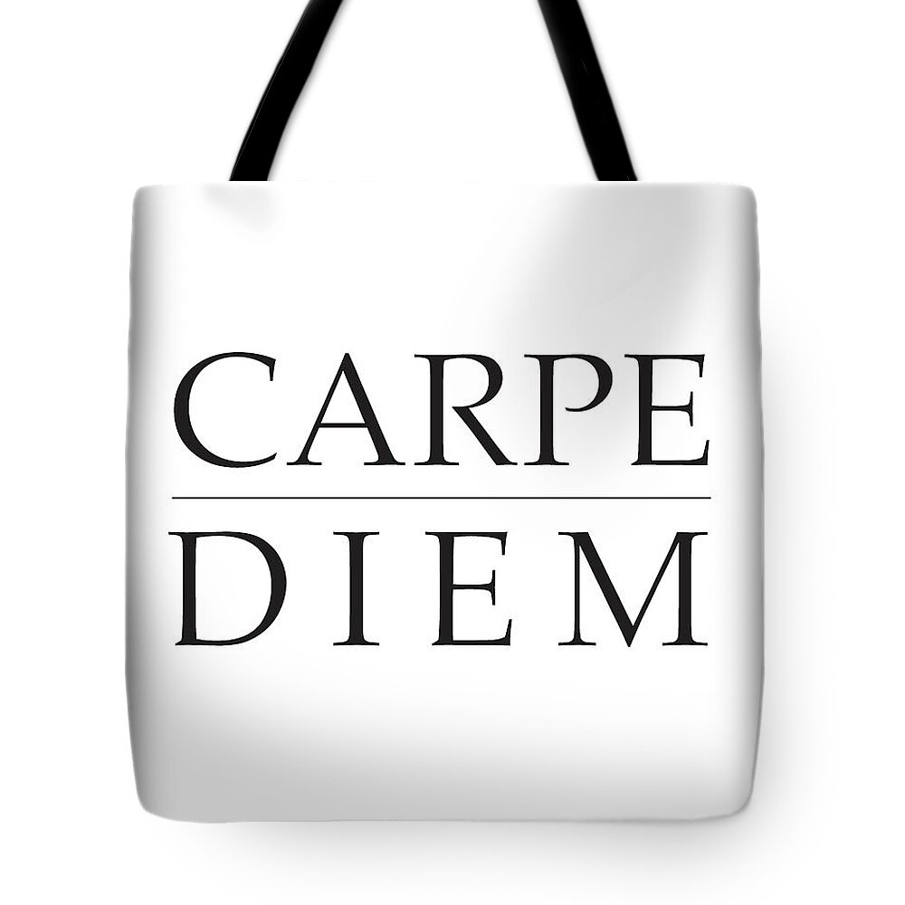 Carpe Diem Tote Bag featuring the mixed media Carpe Diem - Seize the Day #2 by Studio Grafiikka