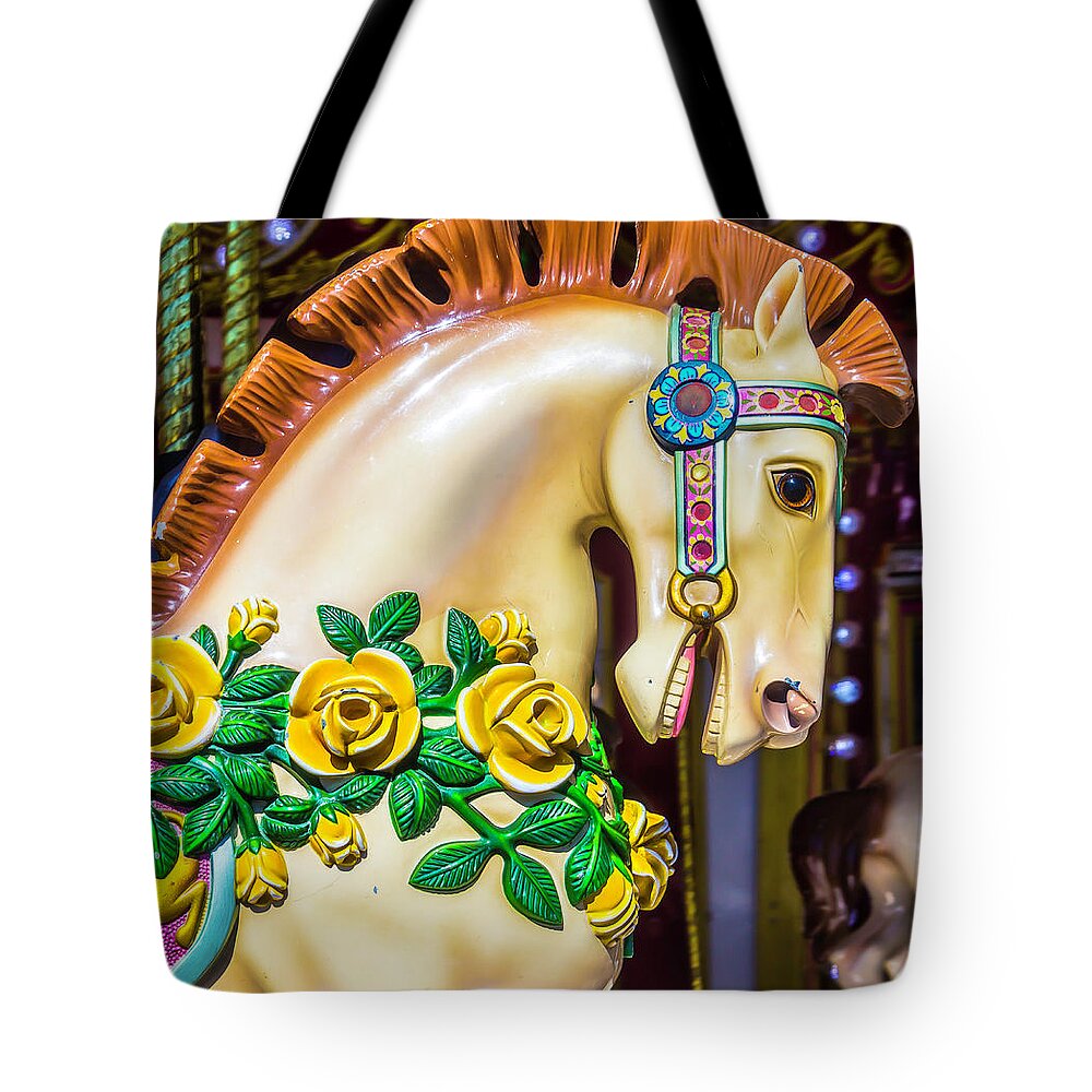 Magical Carousels Tote Bag featuring the photograph Carrousel Horse Portrait #1 by Garry Gay