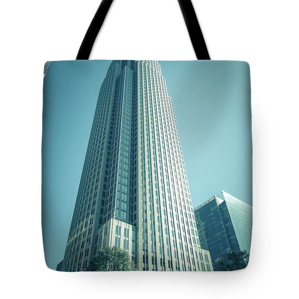 Park Tote Bag featuring the photograph Charlotte North carolina cityscape during autumn season #1 by Alex Grichenko