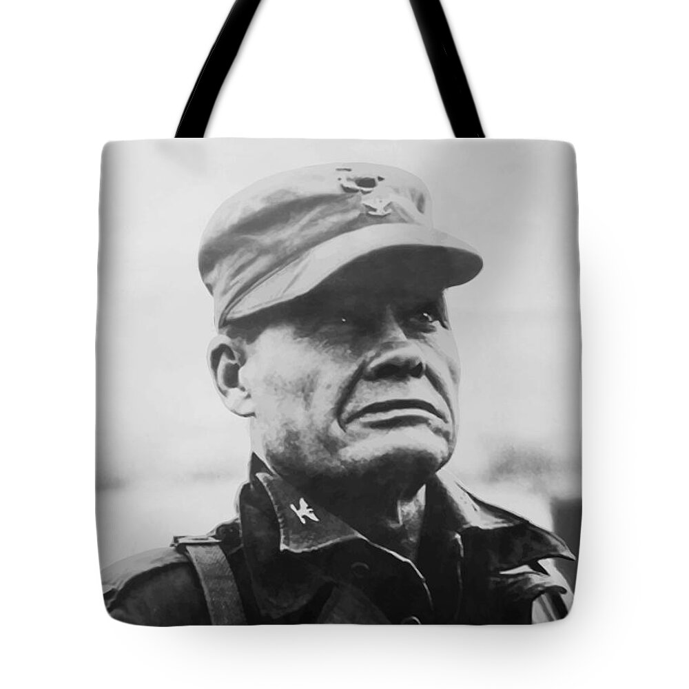 Chesty Puller Tote Bag featuring the painting Chesty Puller by War Is Hell Store