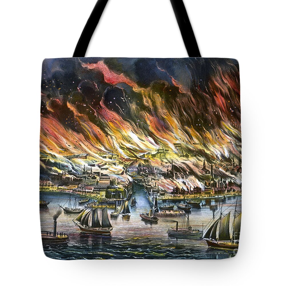  Tote Bag featuring the painting Chicago: Fire, 1871 #1 by Granger