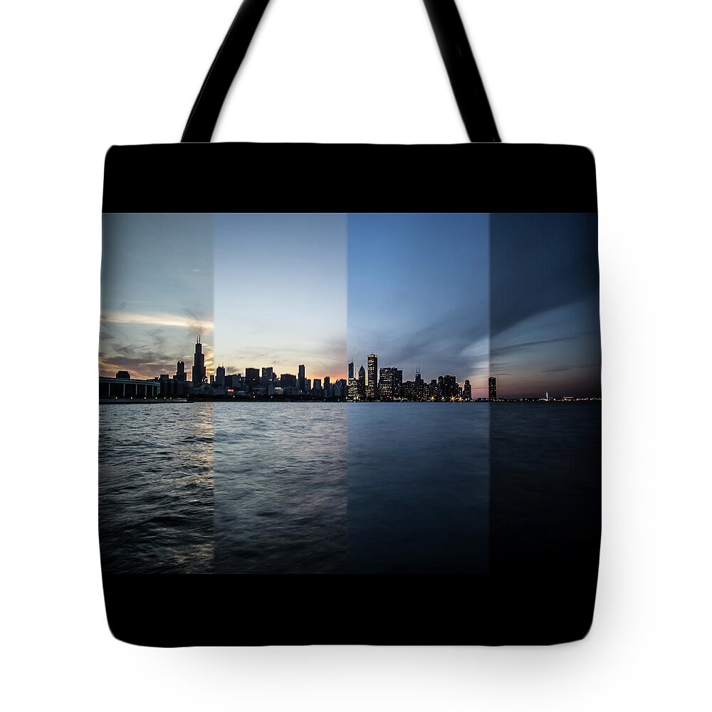 Chicago Tote Bag featuring the photograph Chicago Skyline Time Slice #1 by Sven Brogren