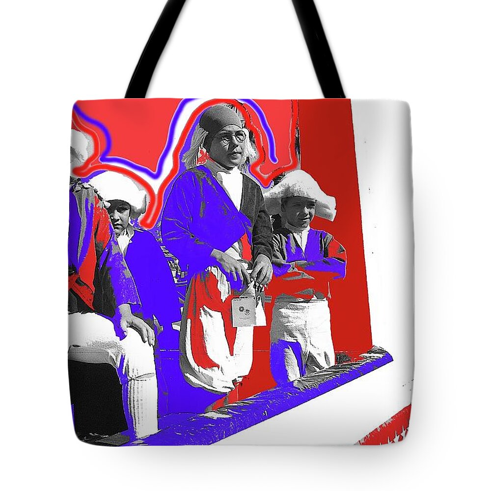 Children Dressed As Founding Fathers 2 Bi-centennial Of The Constitution Tucson Arizona Tote Bag featuring the photograph Children Dressed As Founding Fathers 2 Bi-centennial Of The Constitution Tucson Arizona #1 by David Lee Guss
