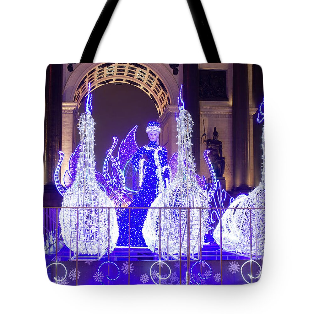 Christmas Tote Bag featuring the photograph Christmas illumination in Moscow #1 by Irina Afonskaya