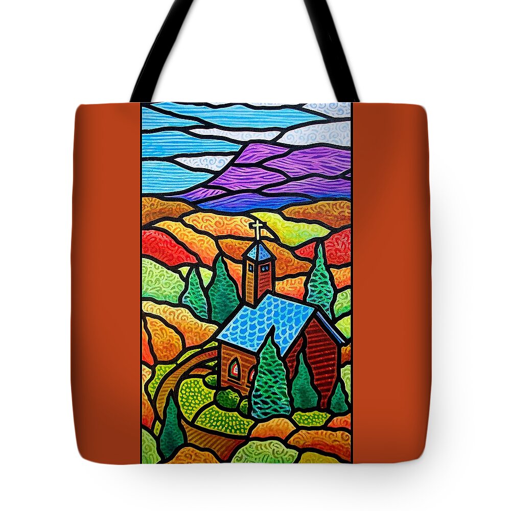 Church Tote Bag featuring the painting Church in the Wildwood #1 by Jim Harris