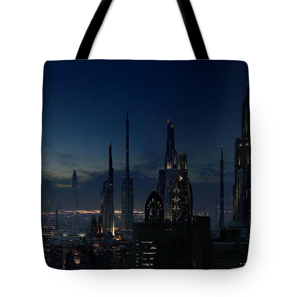 City Tote Bag featuring the digital art City #1 by Maye Loeser