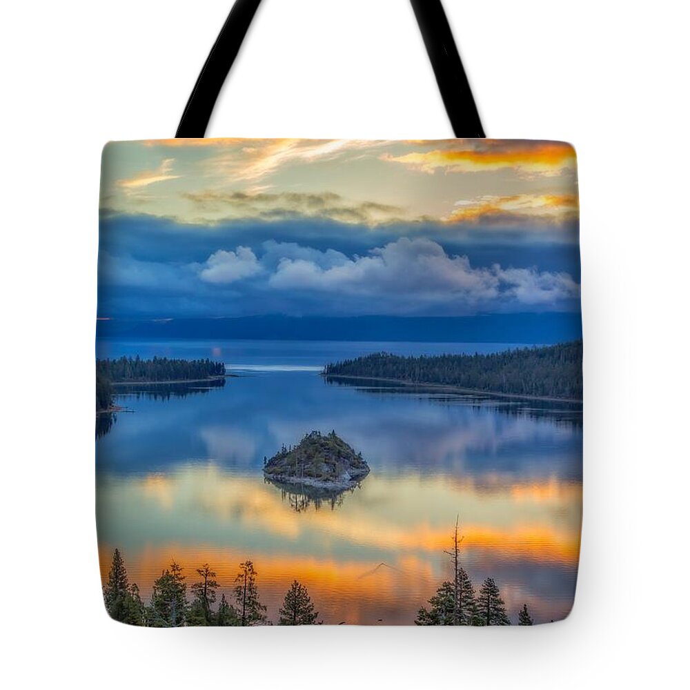 Landscape Tote Bag featuring the photograph Cloud Reflection at Emerald Bay #1 by Marc Crumpler