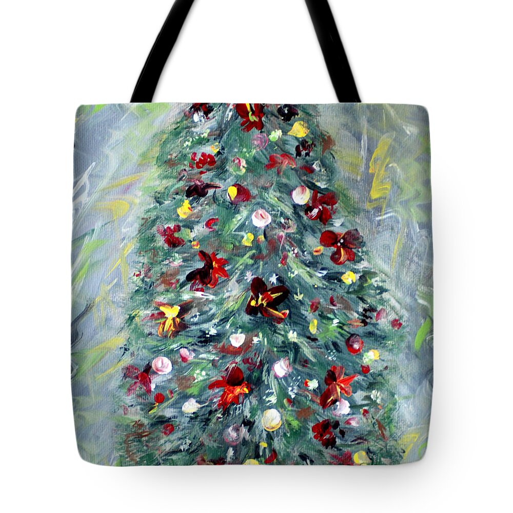 Best Offer On Original Art Tote Bag featuring the painting Christmas Tree. Green by Oksana Semenchenko