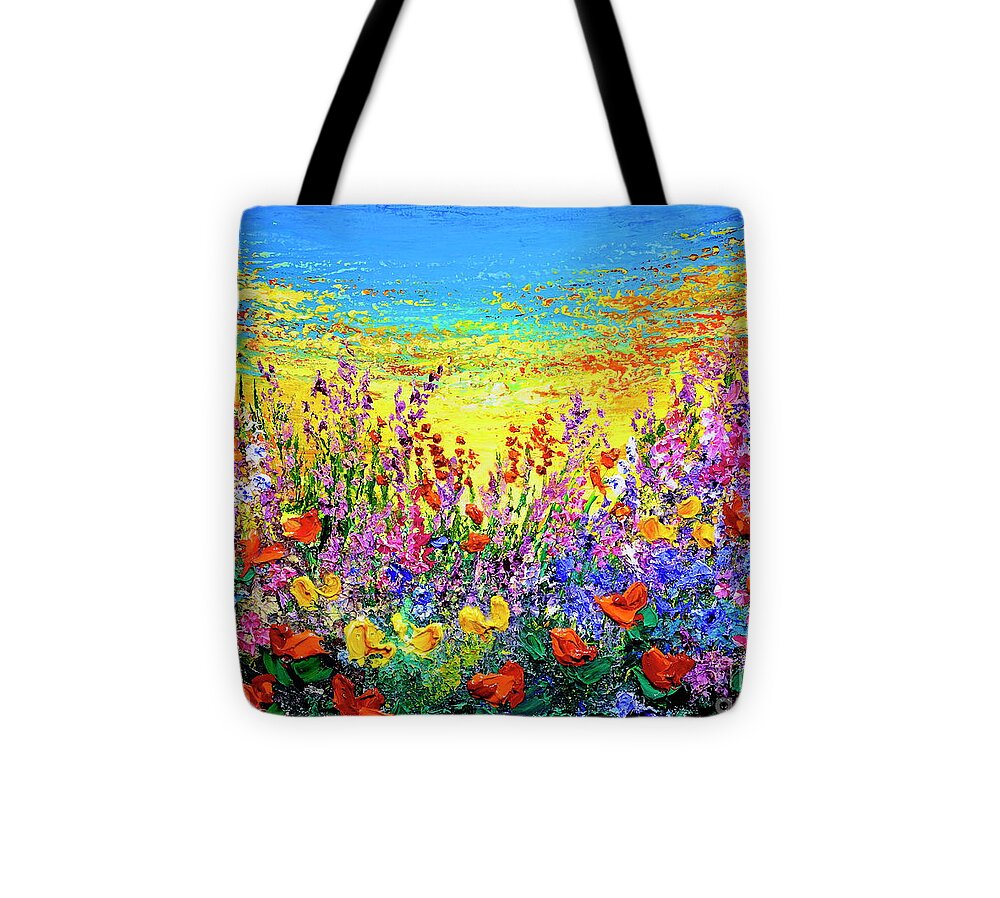 Sunset Tote Bag featuring the painting Color My World #2 by Teresa Wegrzyn