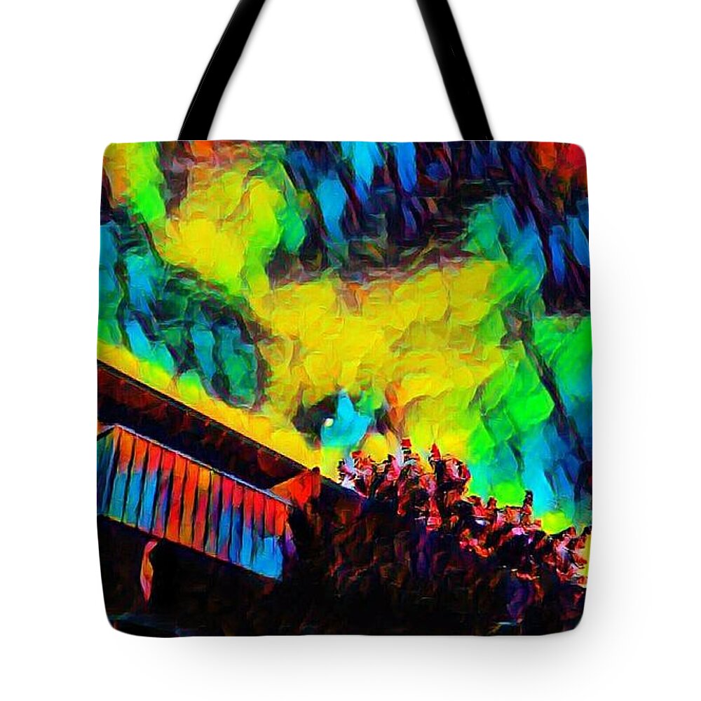 Sky Tote Bag featuring the mixed media Colorful sky #1 by Steven Wills
