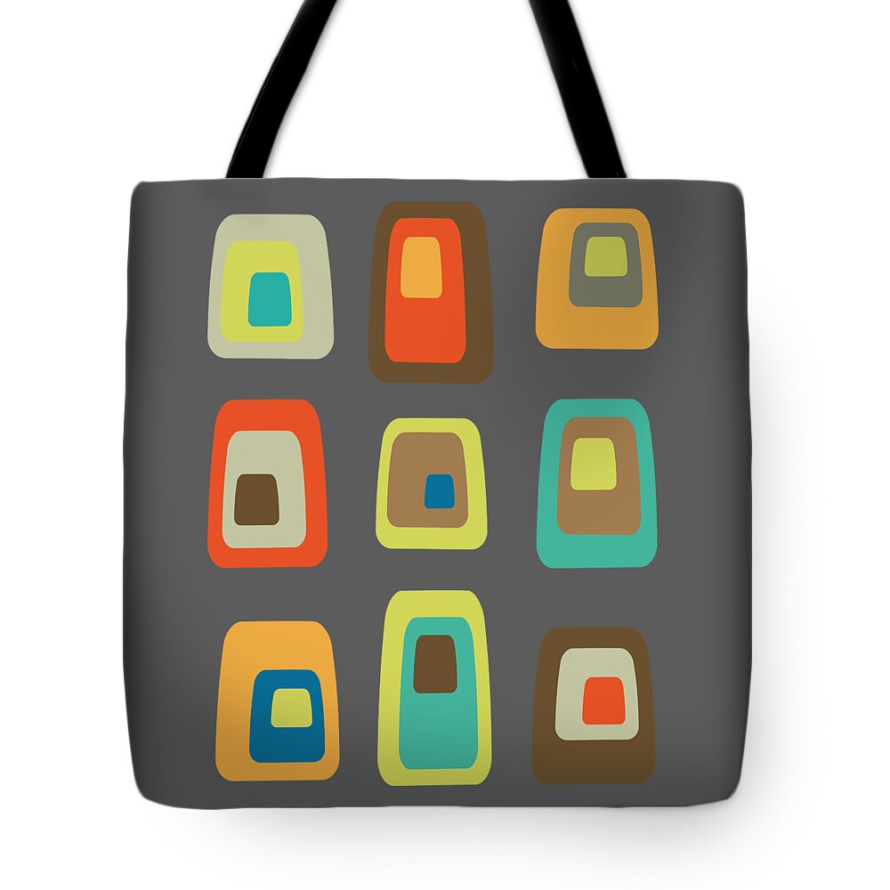 Mid Century Modern Tote Bag featuring the digital art Concentric Oblongs by Donna Mibus