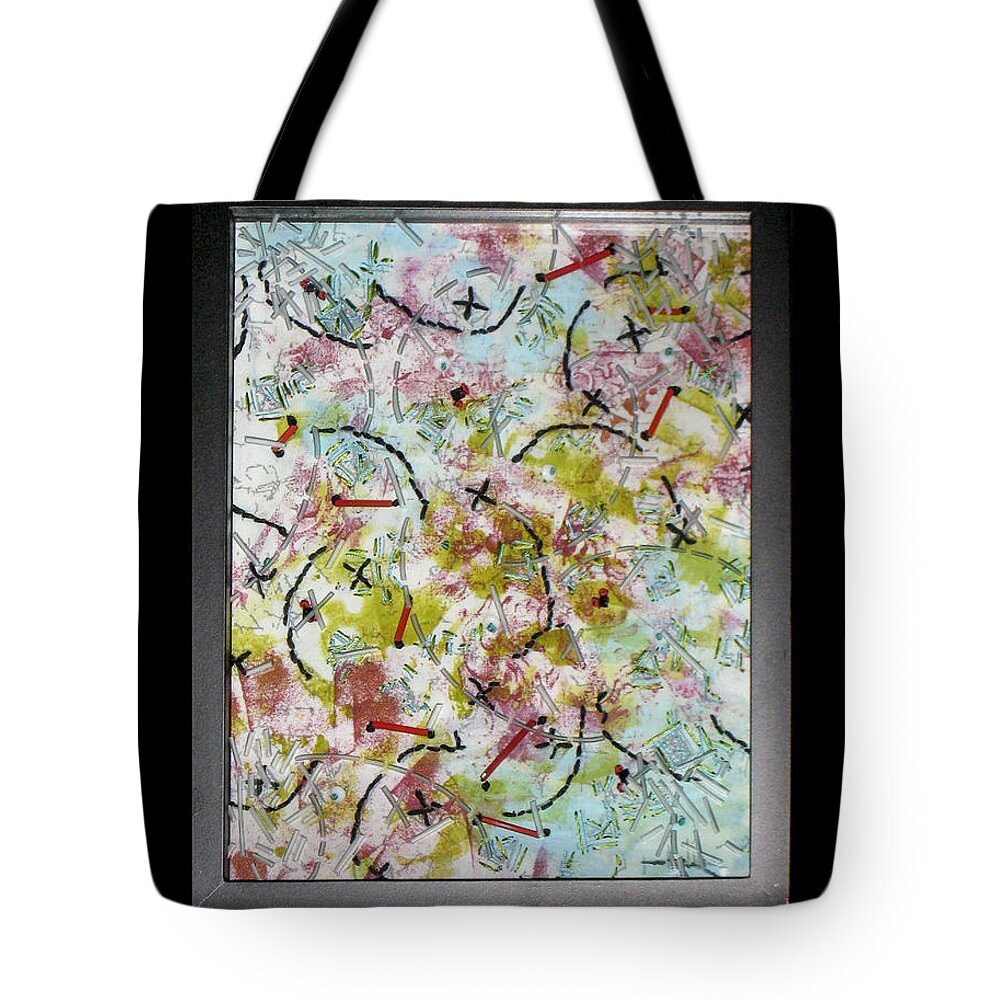 Red Tote Bag featuring the glass art Confetti by Alone Larsen
