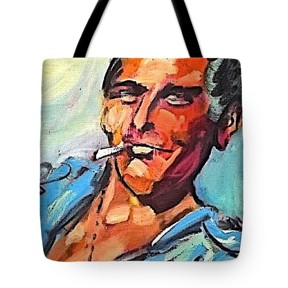 Painting Tote Bag featuring the painting Cool Luke by Les Leffingwell