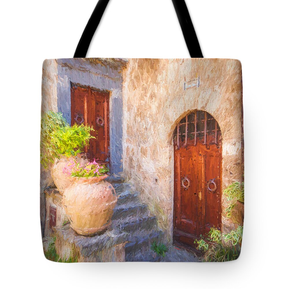 Bagnoregio Tote Bag featuring the photograph Courtyard of Tuscany by David Letts