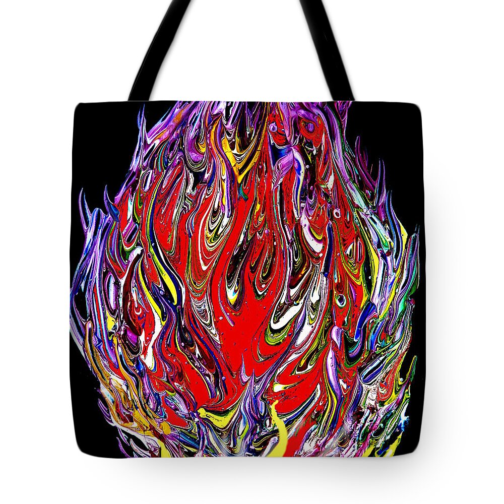 The Flame Tote Bag featuring the painting Creative Flame by Pj LockhArt