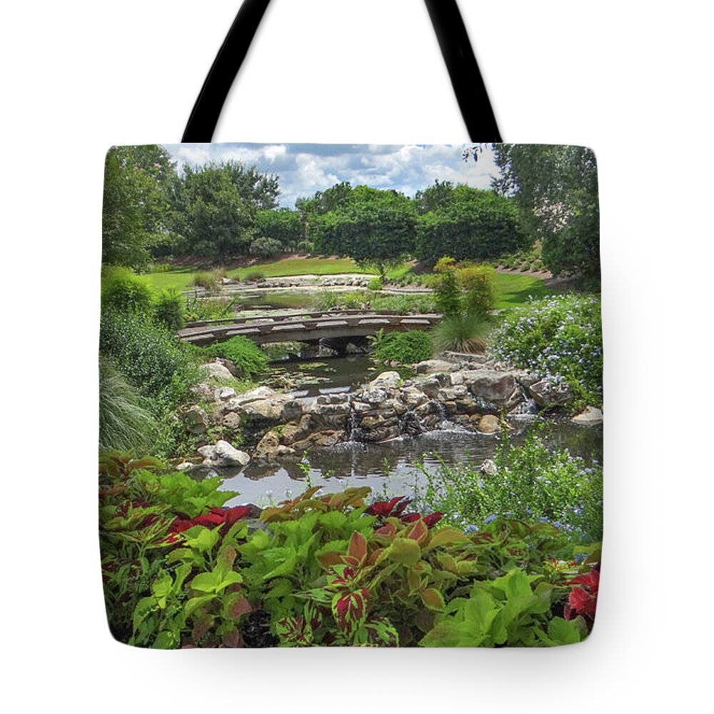 Flowers Tote Bag featuring the photograph CROSS OVER the BRIDGE #2 by Dennis Dugan
