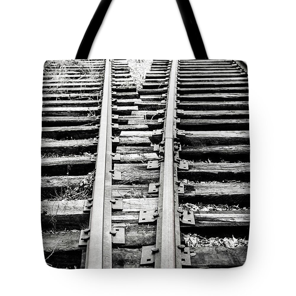 Crossing Tracks Tote Bag featuring the photograph Crossing Tracks by Karol Livote