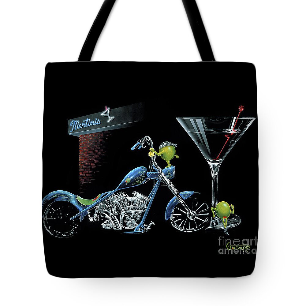 Chopper Tote Bag featuring the painting Custom Martini #1 by Michael Godard