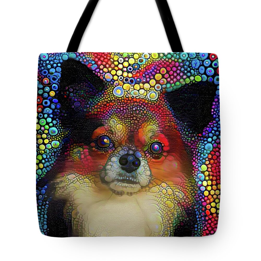 Cute Puppy Tote Bag featuring the mixed media Cute puppy #2 by Lilia S