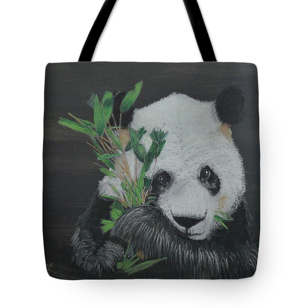 Panda Tote Bag featuring the pastel Don't U Touch #1 by Richard Le Page