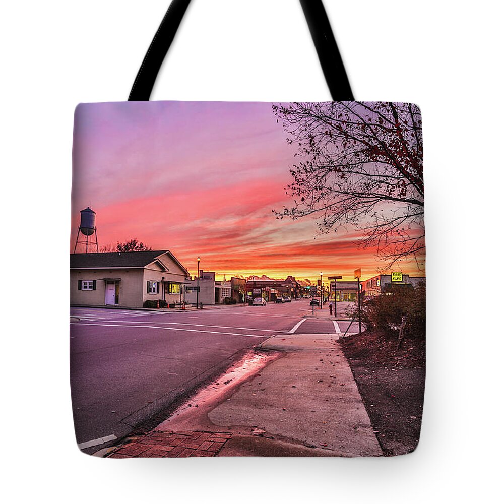 Rockingham Tote Bag featuring the photograph Downtown Rockingham #1 by Jimmy McDonald