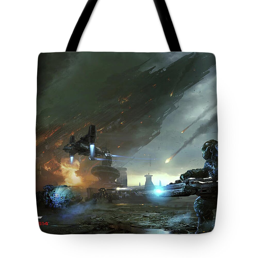 Dust 514 Tote Bag featuring the digital art Dust 514 #1 by Super Lovely