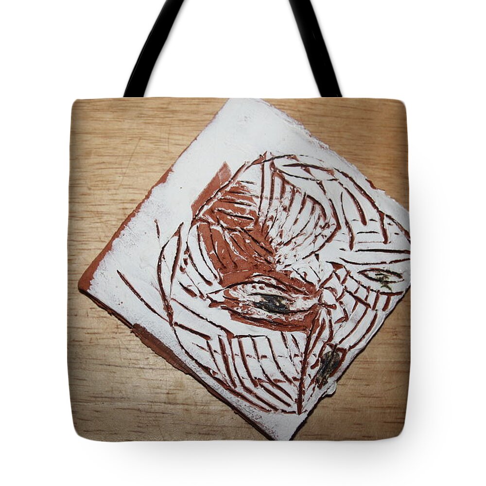 Jesus Tote Bag featuring the ceramic art Edith - Tile #1 by Gloria Ssali