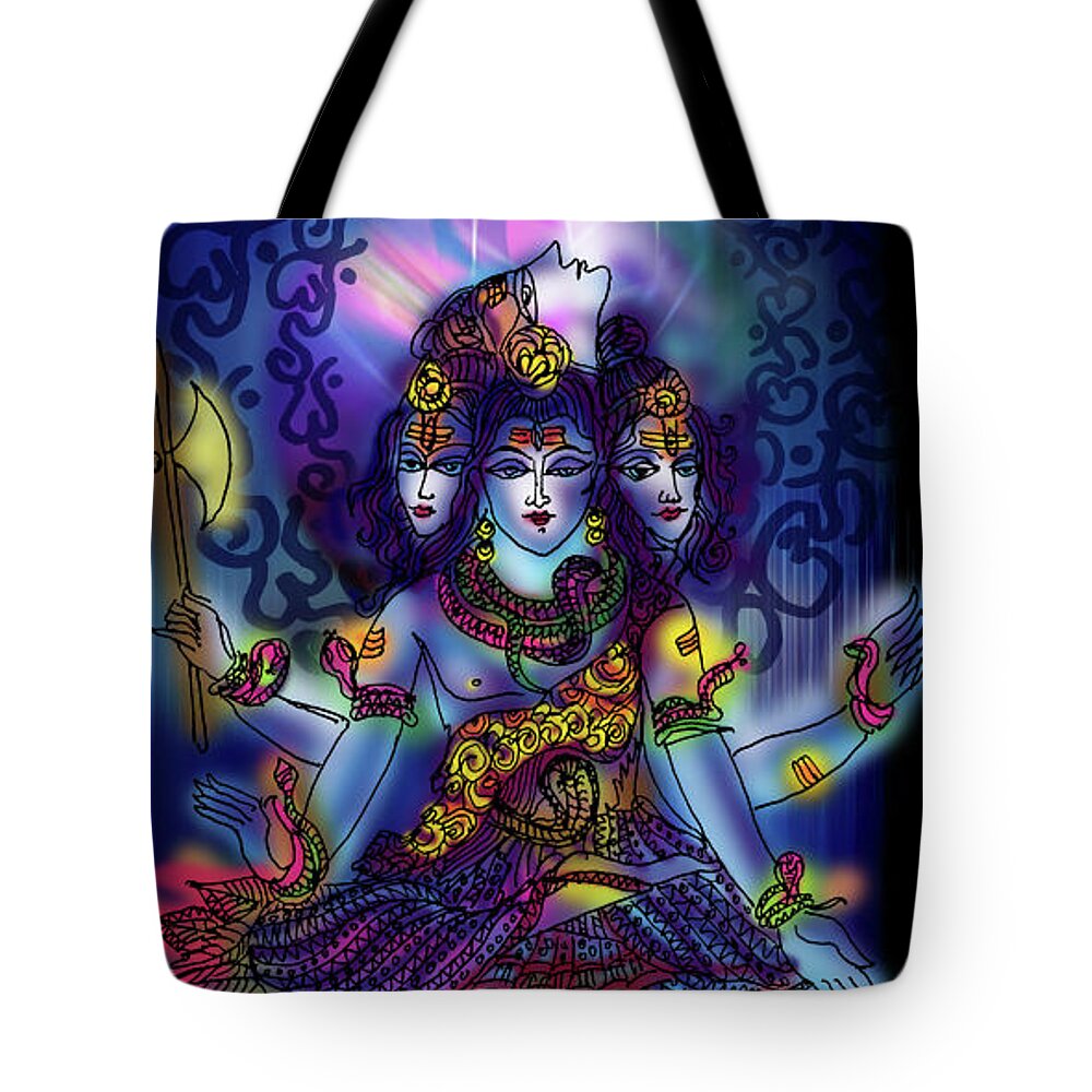 Universe Tote Bag featuring the painting Enlightened Shiva by Guruji Aruneshvar Paris Art Curator Katrin Suter