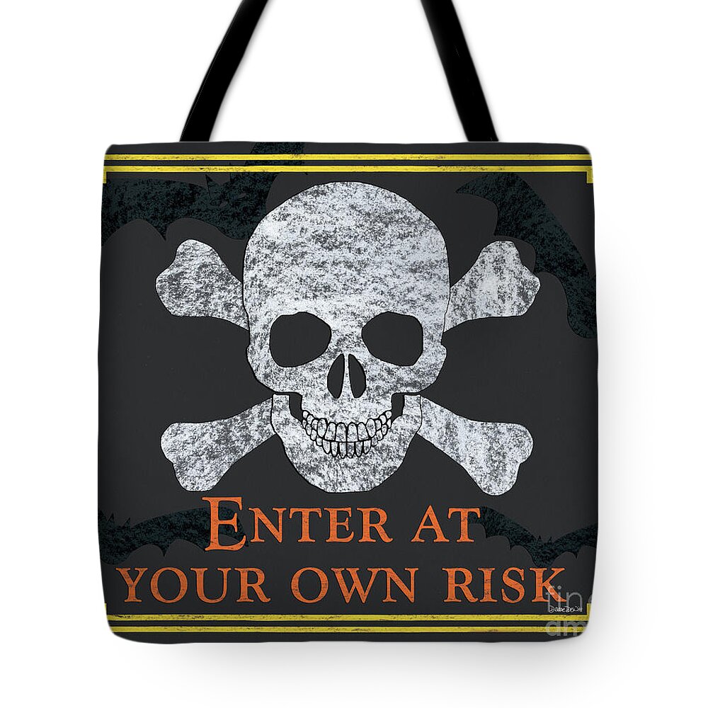 Halloween Tote Bag featuring the painting Enter At Your Own Risk #1 by Debbie DeWitt