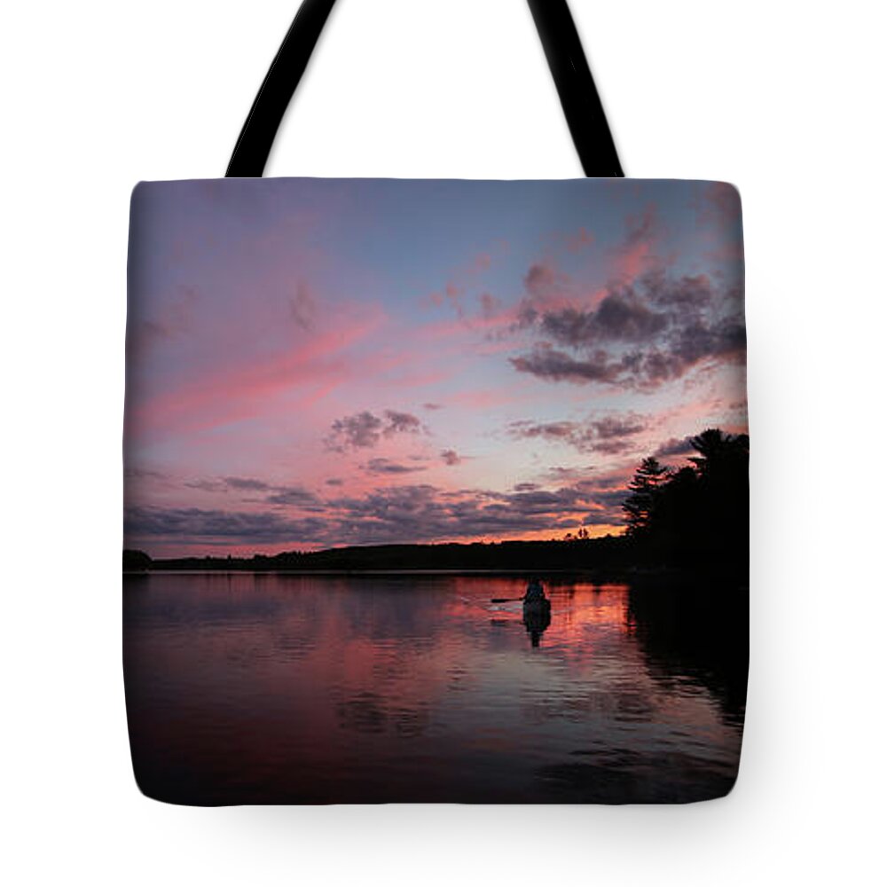 Sunset Tote Bag featuring the photograph Evening Paddle #1 by John Meader