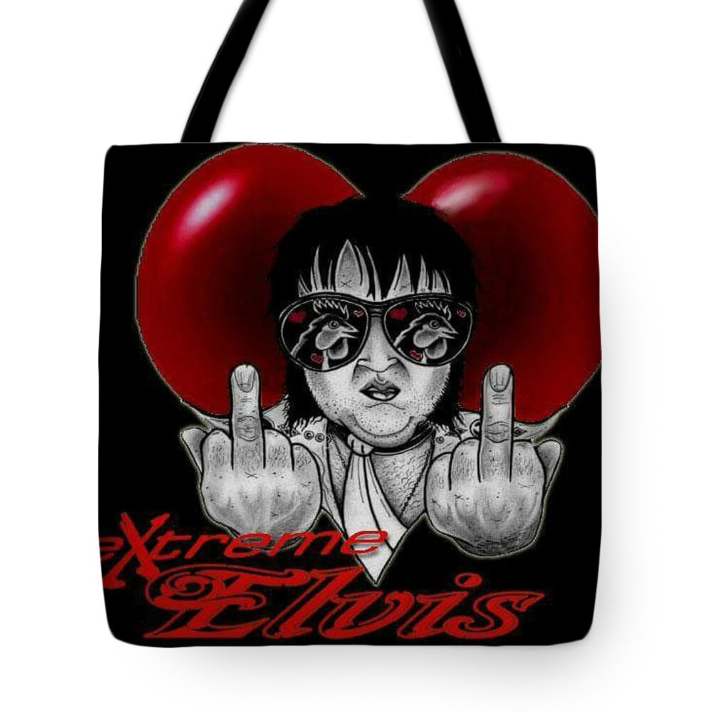 Extreme Elvis Tote Bag featuring the digital art eXtreme Elvis by Ryan Almighty