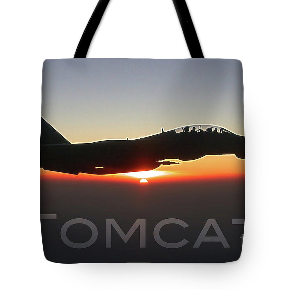 F-14 Tote Bag featuring the digital art F-14 Tomcat #1 by Airpower Art