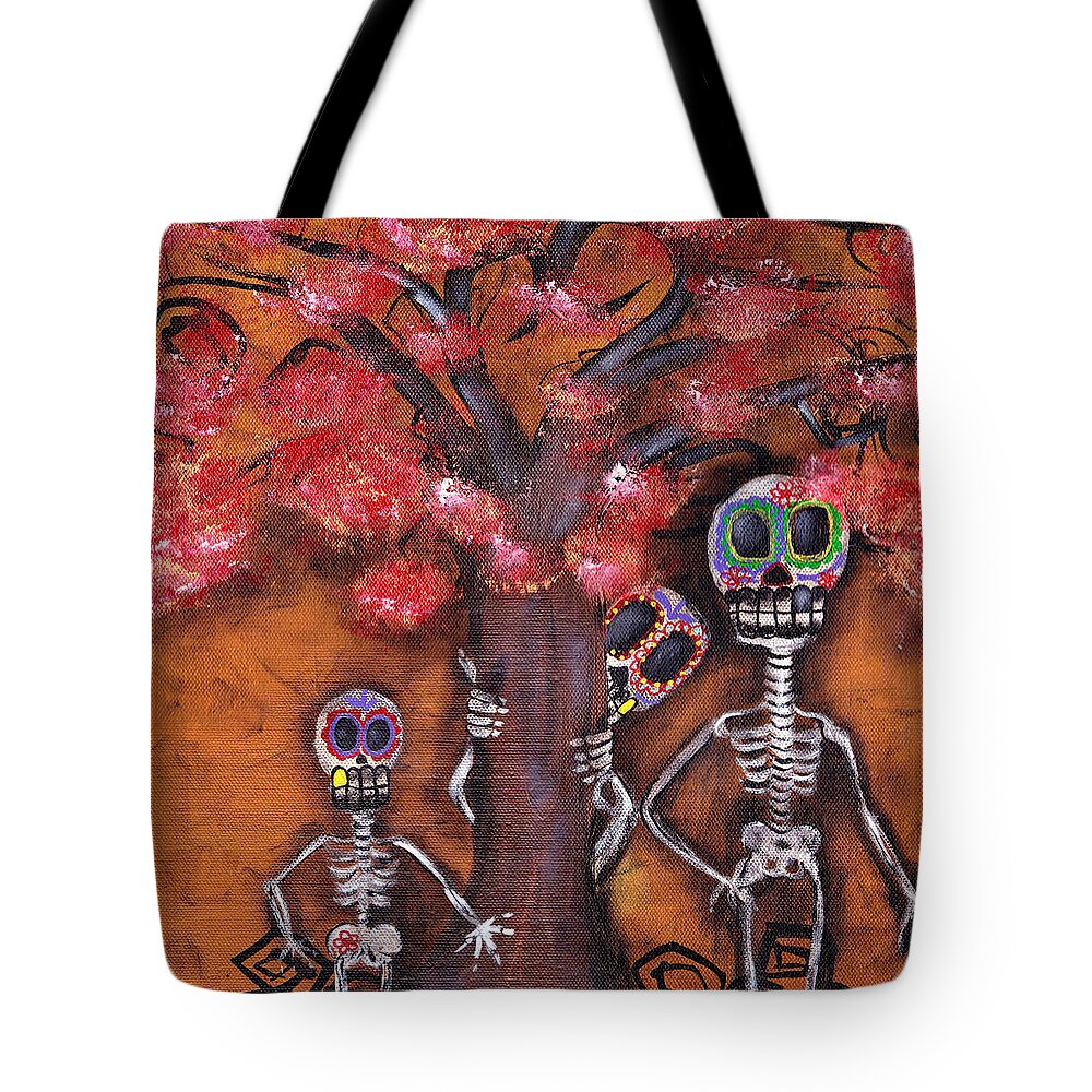 Day Of The Dead Tote Bag featuring the painting Family Tree by Abril Andrade