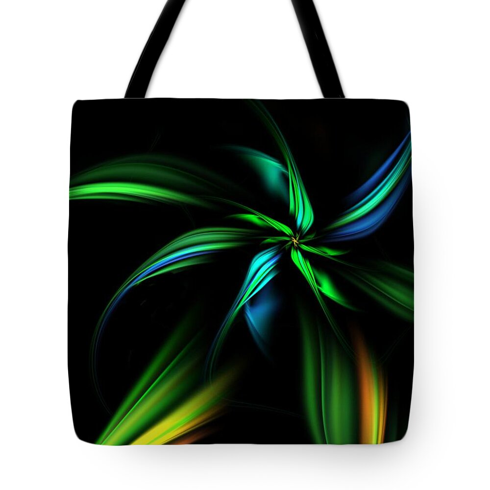 Fantasy Tote Bag featuring the digital art Fantasy Flower #1 by David Lane