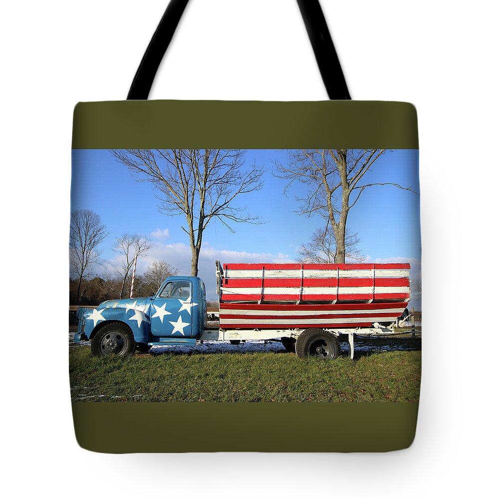 Farm Truck Tote Bag featuring the photograph Farm Truck Wading River New York #1 by Bob Savage