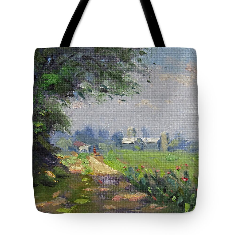 Farm Tote Bag featuring the painting Farm by Ylli Haruni