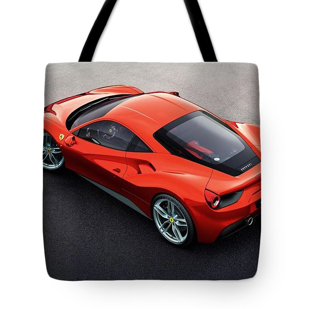 Ferrari 488 Tote Bag featuring the photograph Ferrari 488 #1 by Jackie Russo
