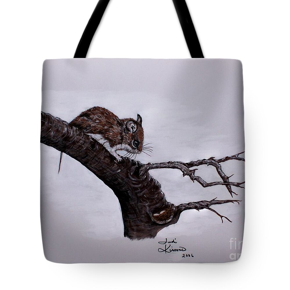 Mouse Tote Bag featuring the painting Field Mouse by Judy Kirouac