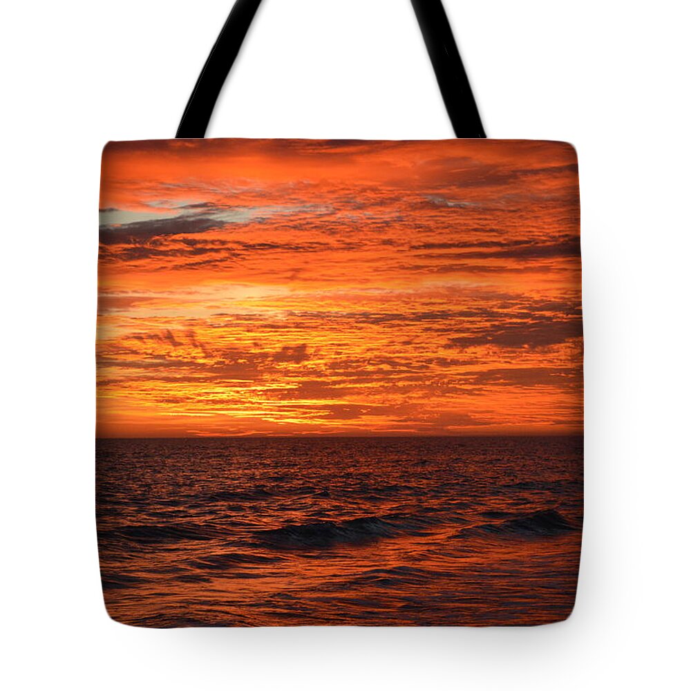 Obx Sunrise Tote Bag featuring the photograph Fire in the Sky #1 by Barbara Ann Bell