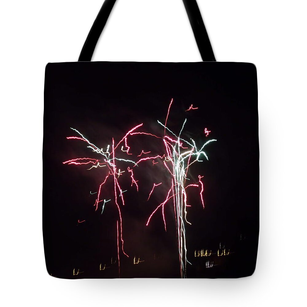 Fireworks Tote Bag featuring the photograph Fireworks #1 by Jackie Russo