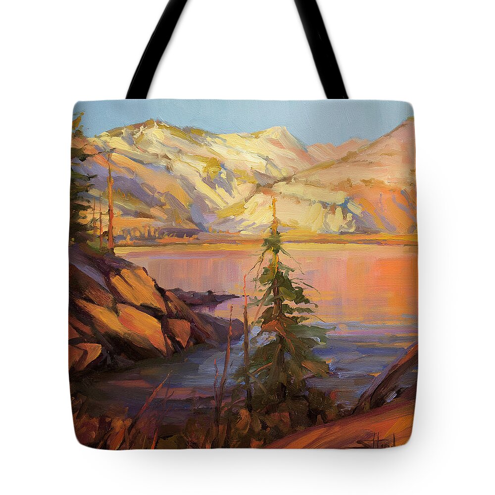Wilderness Tote Bag featuring the painting First Light by Steve Henderson