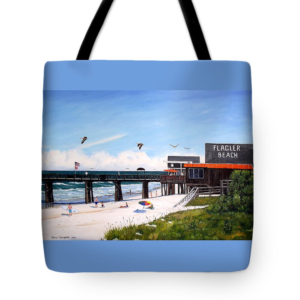 Flagler Beach Fishing Pier #1 Tote Bag by Jerry SPANGLER - Pixels