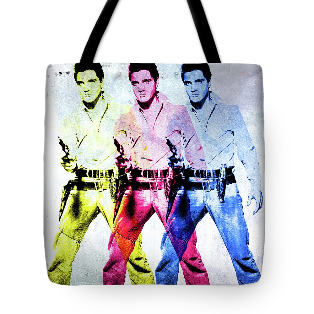 Elvis Tote Bag featuring the digital art Flaming Star by Gary Grayson