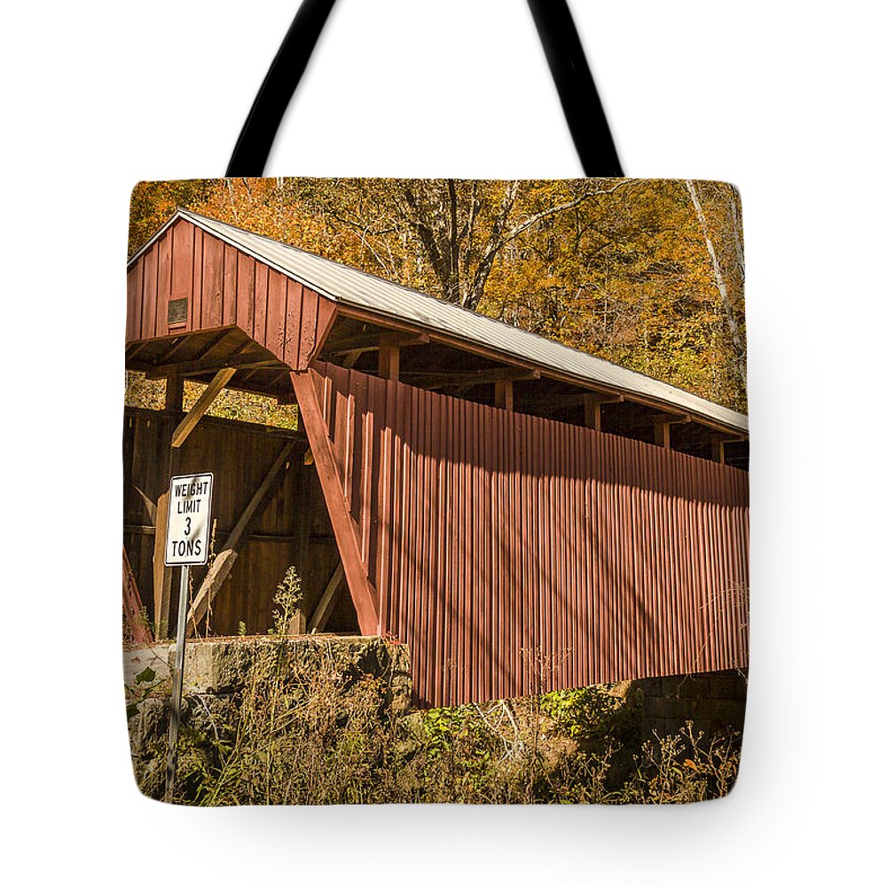 America Tote Bag featuring the photograph Fletcher Covered Bridge #1 by Jack R Perry