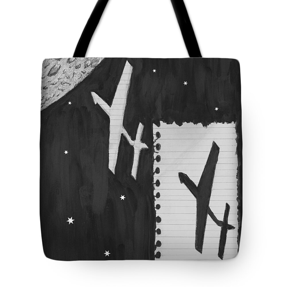 Paper Tote Bag featuring the drawing Fly Me to the Moon #1 by Quwatha Valentine