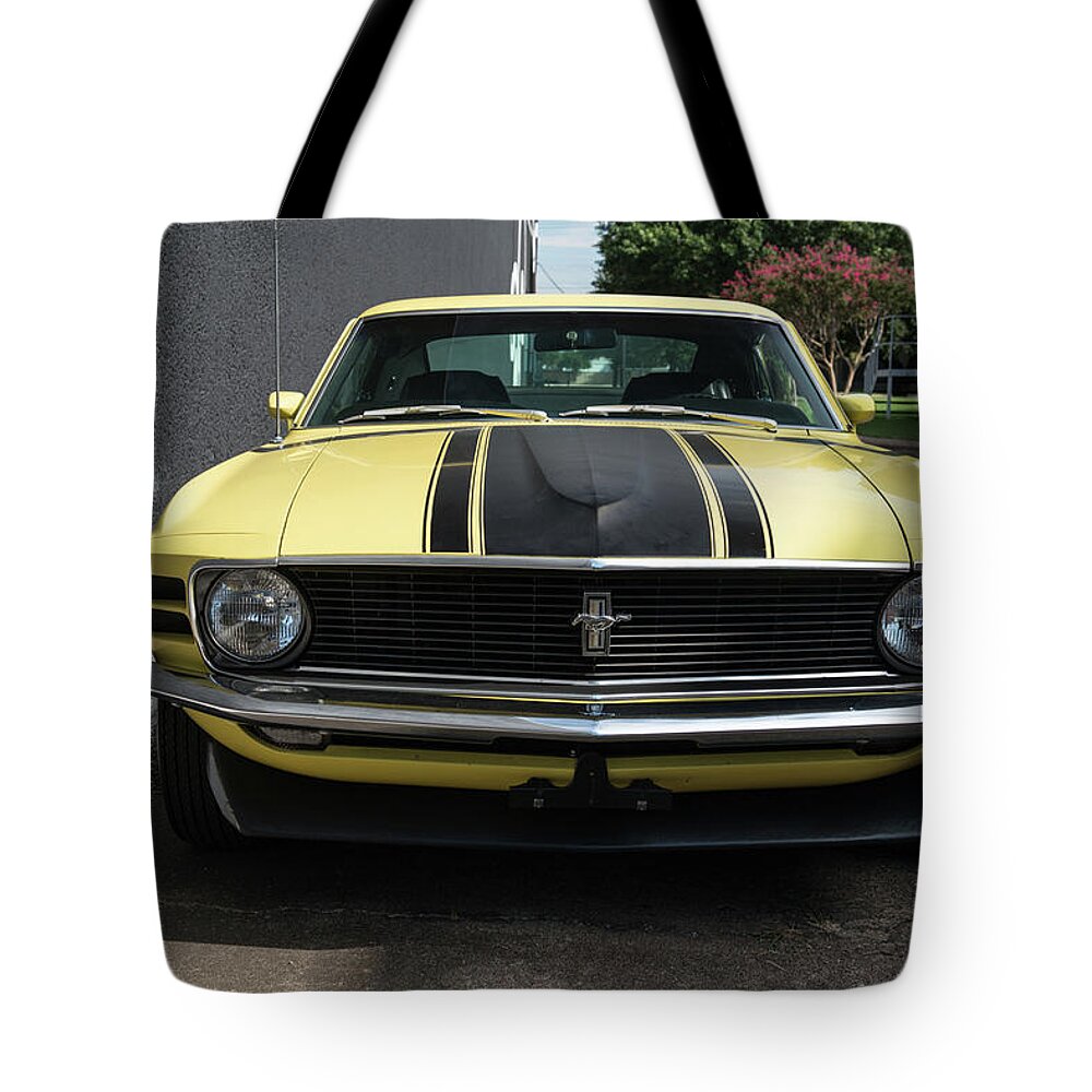 Ford Mustang Boss 302 Tote Bag featuring the photograph Ford Mustang Boss 302 #1 by Mariel Mcmeeking