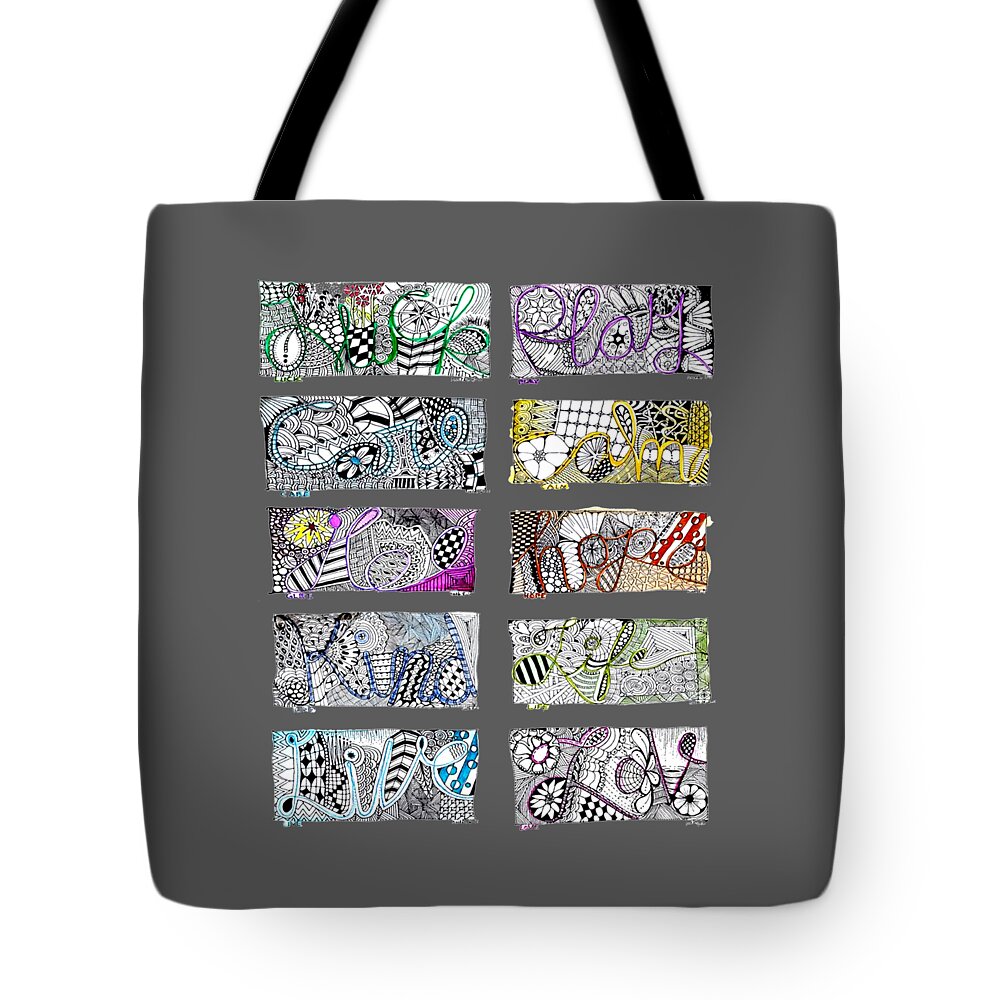 Words Tote Bag featuring the mixed media Four Letter Words #2 by Ruth Dailey