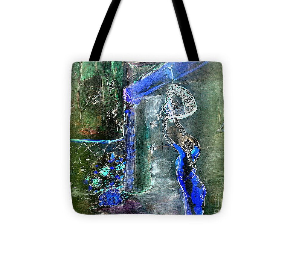 Abstract Tote Bag featuring the painting Freedom #1 by Subrata Bose