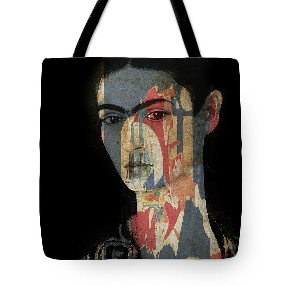 Frida Kahlo Tote Bag featuring the mixed media Frida Kahlo #2 by Paul Lovering